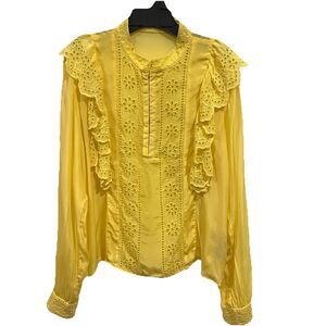 Scotch And Soda Womens Textured Long Sleeve Lace Top Size S Coquette Preppy